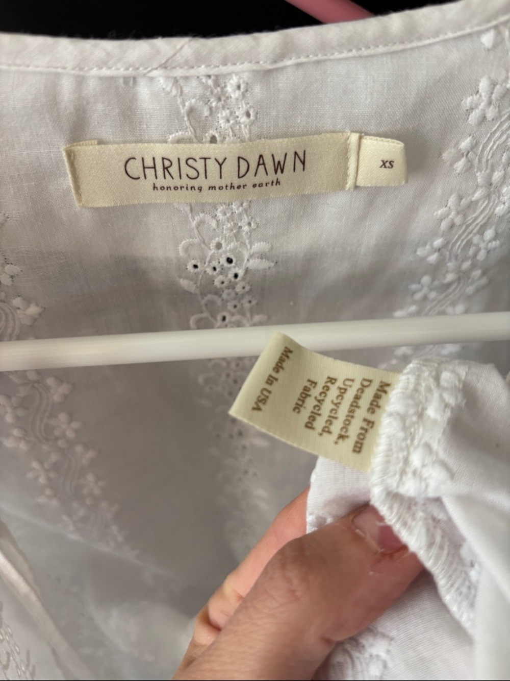 Christy Dawn White Eyelet Button-Front Cotton Blouse - Picture 6 of 16